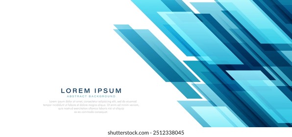 Abstract blue diagonal geometric background. Rectangle shape graphic elements. Technology futuristic concept. Modern banner template design with space for text. Vector illustration