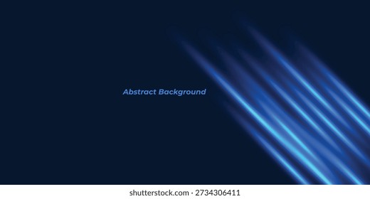 Abstract Blue Diagonal Neon Beams on Dark Background, Futuristic Motion Lines for High-Tech Data Stream Concep