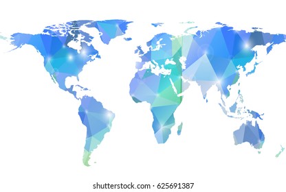 Abstract blue diamond shaped vector background with Earth map