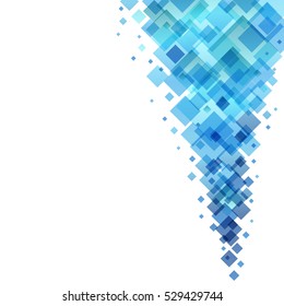 Abstract blue diamonds vertical flow vector background with white copy space.