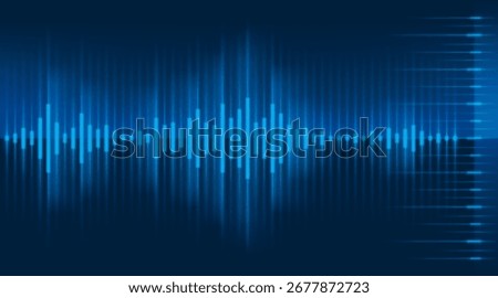 Abstract Blue Digital Audio Sound Equalizer Effect. Modern Sound wave background. Dynamic vibration. Futuristic equalizer. Audio track shine graph of frequency. Music radio sound effect pulse concept.
