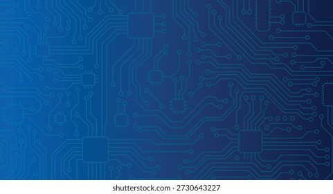 Fondo azul Abstractas de la placa de circuito digital con los Elementos de la tecnología del microchip