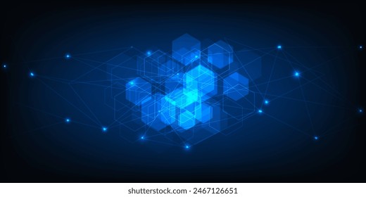 Abstract blue digital communication background.Digital computer technology concepts.
