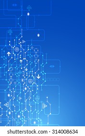 Abstract blue digital communication technology background. Vector illustration