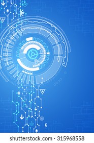 Abstract blue digital communication technology background. Vector illustration