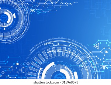 Abstract blue digital communication technology background. Vector illustration