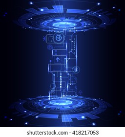 Abstract blue digital communication technology background. Vector illustration