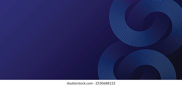 Abstract blue digital dynamic circle line on dark background. Futuristic technology concept. Vector illustration