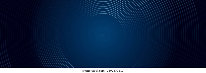 Abstract blue digital dynamic circle with hexagon line on dark background. Futuristic hi-technology concept. Sound wave. Vector eps10
