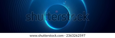 Abstract blue digital dynamic circle with hexagon line on dark background. Futuristic hi-technology concept. Sound wave. Vector illustration