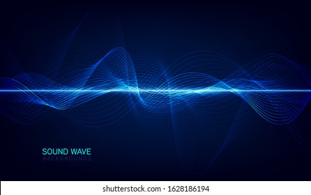 abstract blue digital equalizer, vector of sound wave pattern element