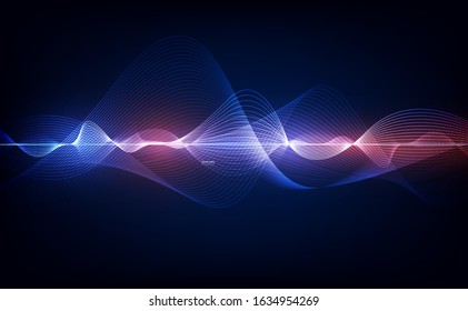 abstract blue digital equalizer, vector of sound wave pattern element