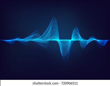 абстрактный синий цифровой эквалайзер, вектор элемента шаблона звуковой волны