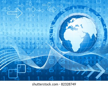 abstract blue digital globe background vector illustration