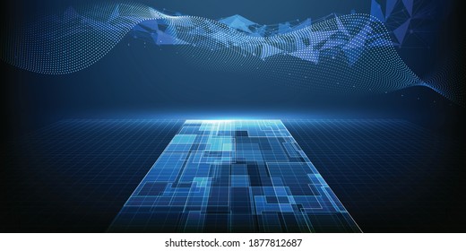 Abstract blue digital hi tech technology background.Vector illustrations.