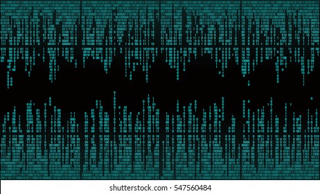 Resumo com linhas digitais azuis, código binário, fundo de matriz com dígitos. Fundo de computador de alta tecnologia, quadro