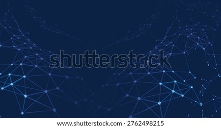 Abstract Blue Digital Network Background with Connected Nodes and Lines