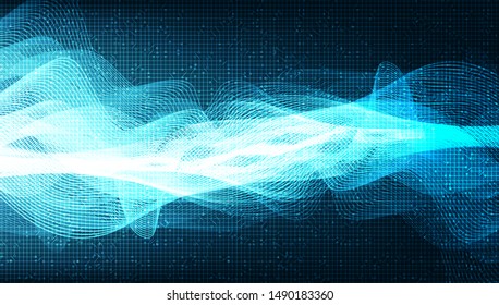 Abstract Blue Digital Sound Wave and earthquake wave concept,design for music studio and science,Vector Illustration.