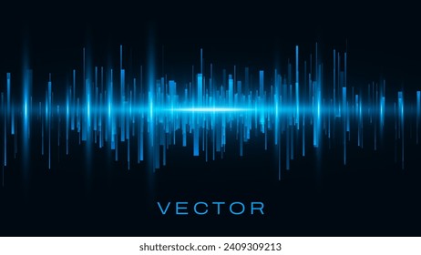 Abstract Blue Digital Sound Wave Design. Music Audio Visualization. Modern Digital Equalizer. Vector Illustration. svg