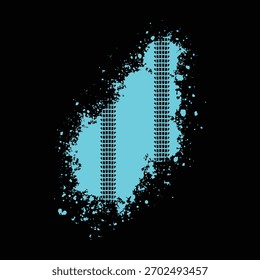 Abstract blue digital splash com padrão pixelated no fundo preto