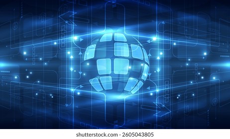 Abstract blue digital technology background. Vector illustration for your graphic design.