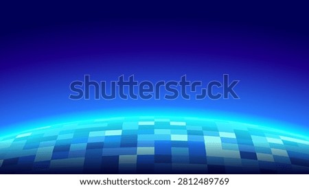 Abstract Blue Digital Technology Pixel Horizon Background Vector Illustration