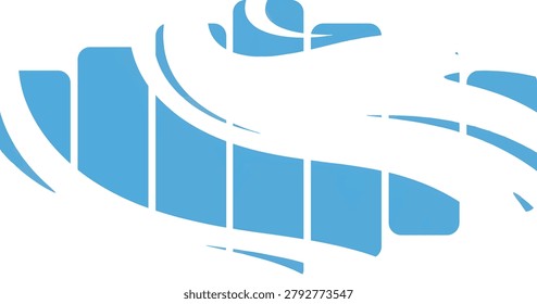 Abstract blue digital wave design featuring vertical bars and flowing curves