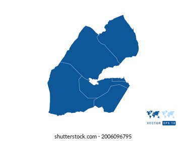 Abstract blue Djibouti map vector on white background.