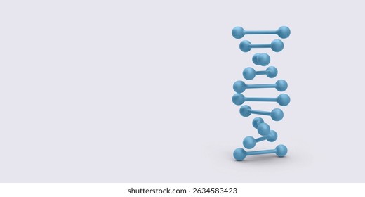 Abstract Blue DNA Helix With Smooth Rounded Molecules On Light Background. Ideal For Genetics, Biotechnology, Or Science-Themed Designs. Eye-Catching And Professional Vector Illustration.
