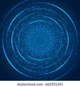 Abstract blue DNA molecular circle structure vector technology background