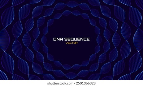 Molécula de ADN azul Abstractas Helixes Circle Frame. Concepto de ingeniería genética de edición de genes. Fondo de tecnología médica de Ciencia geométrica. Ilustración vectorial.