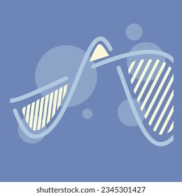 Abstract Blue DNA Structure Illustration, Flat Style