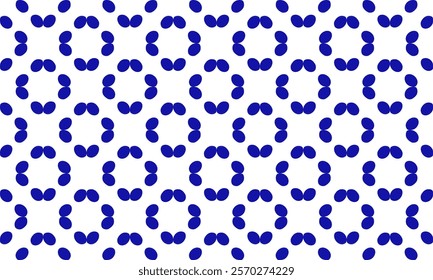 abstract blue dot on white background with bubbles, round zigzag dot and square block checkerboard round flower repeat pattern, replete image, design for fabric printing