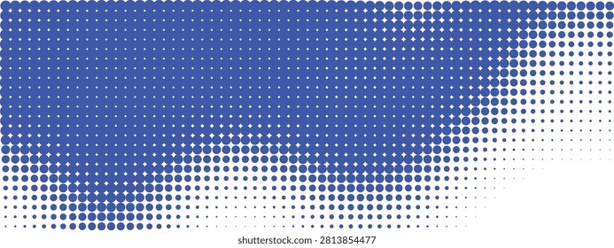 Abstract blue dot pattern gradient design with transparent background