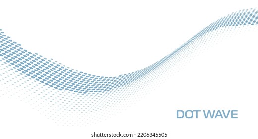 Abstract blue dot wave on white background. Simple vector graphics