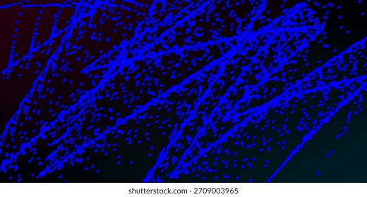 Abstractas puntos azules formando líneas caóticas sobre un fondo degradado oscuro. Textura tecno para ciencia, datos y temas digitales