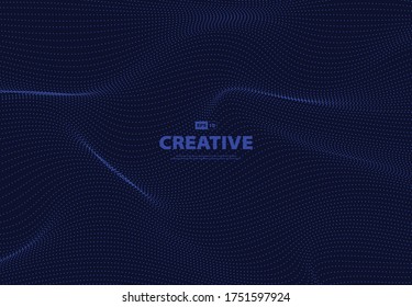 Abstract blue dots particles of technology wavy design background. Use for poster, template, artwork, ad, print. illustration vector eps10