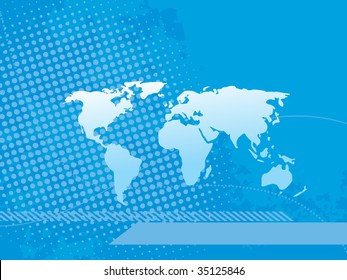 abstract blue dotted background with map illustration