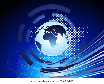 abstract blue dotted corporate background with globe