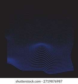 Abstract Blue Dotted Wave Background, Digital Data Flow and Futuristic Technology Pattern