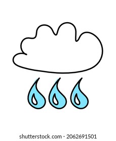 Abstract blue drop with clouds as line drawing on white background. Vector