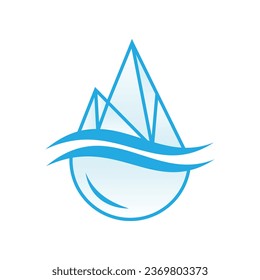 Abstract blue Drop Ice geometric logo flat style on white background. Vector illustration