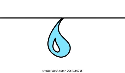 Abstract blue drop as line drawing on white background. Vector