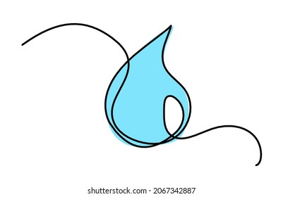 Abstract blue drop as line drawing on white background. Vector