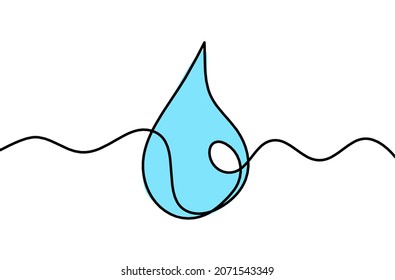 Abstract blue drop as line drawing on white background. Vector