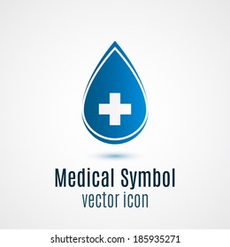 Abstract blue drop, medical symbol. Vector illustration