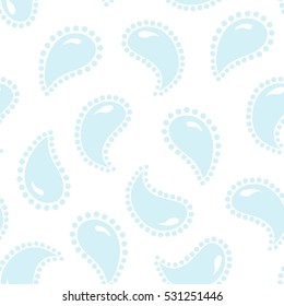 Abstract blue drops, cucumbers, circles on a white background. Seamless pattern. Vector illustration. Abstract background. Sweet pattern.