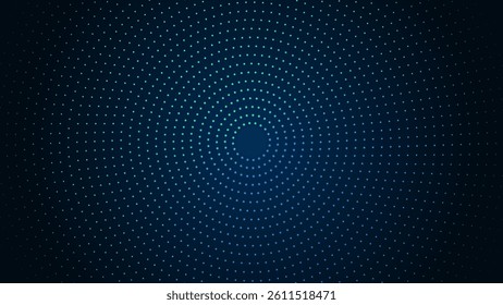 Abstract blue dynamic circle dotted texture ,Dark blue background with copy space. Modern futuristic simple dots pattern. Vector illustration