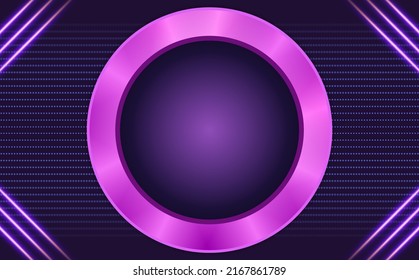 Abstract blue dynamic dots lines vector background with shining lines corners and round banner for design