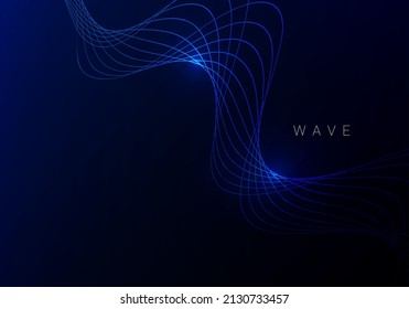 Abstract blue dynamic flyer dark shiny wave background 